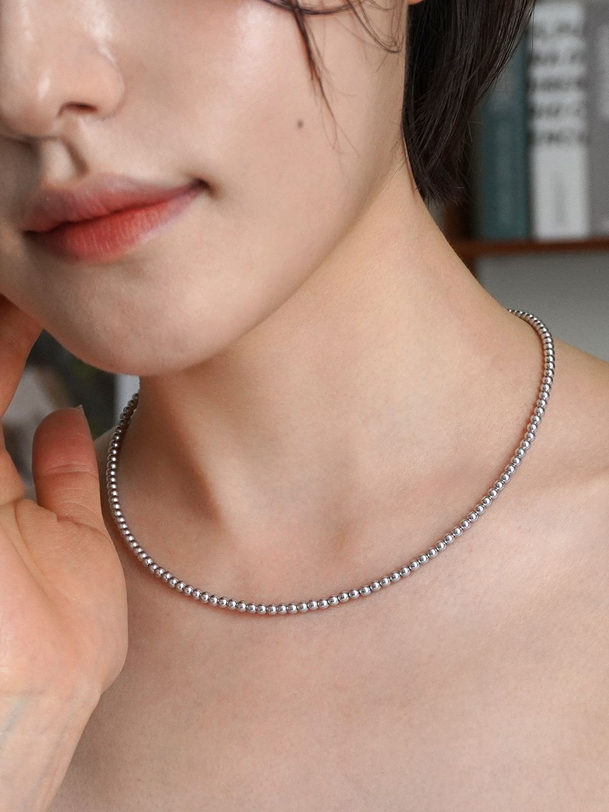 제마드(GEMADE) Grey pearl necklace #N060