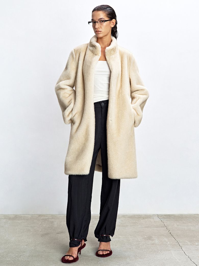 BELLE FAUX FUR COAT BEIGE