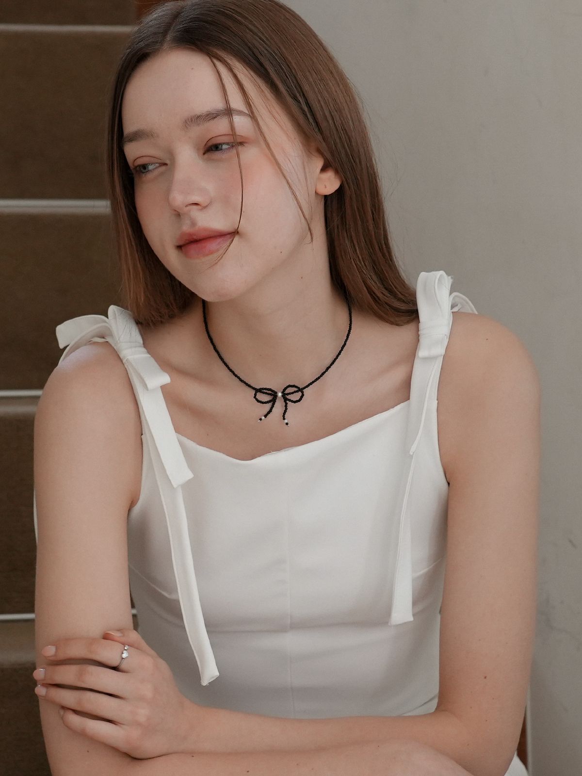 제마드(GEMADE) Sombre ribbon necklace #N082