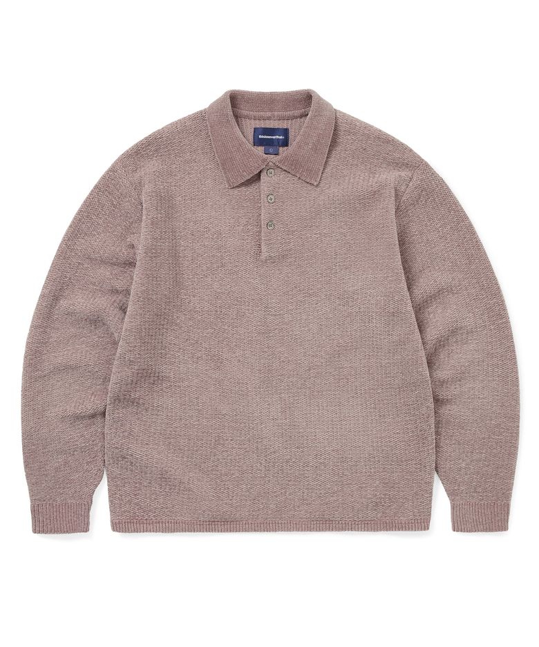 Velvet Knit Polo Dusty Pink