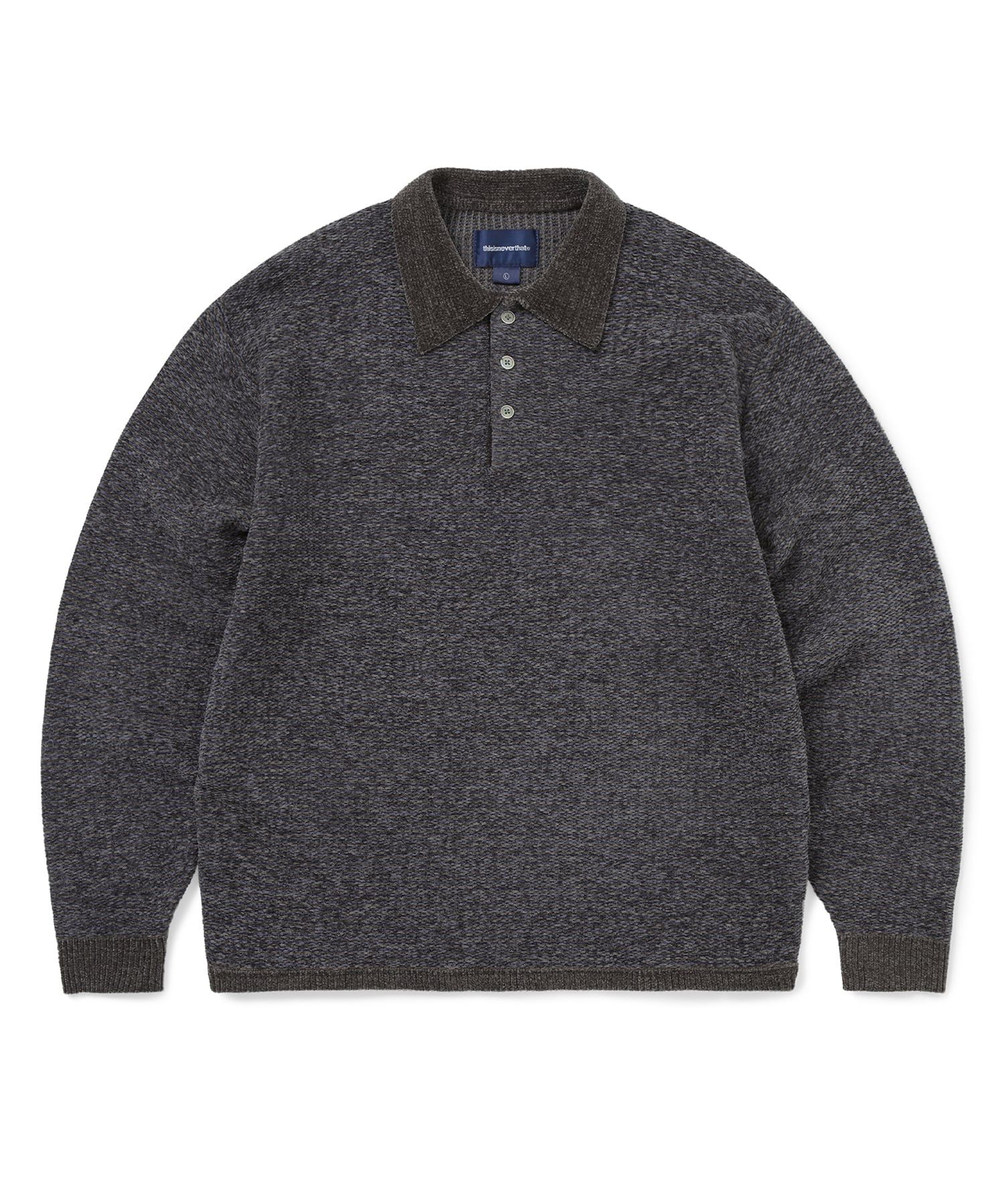 MUSINSA公式 | thisisneverthat Velvet Knit Polo Charcoal