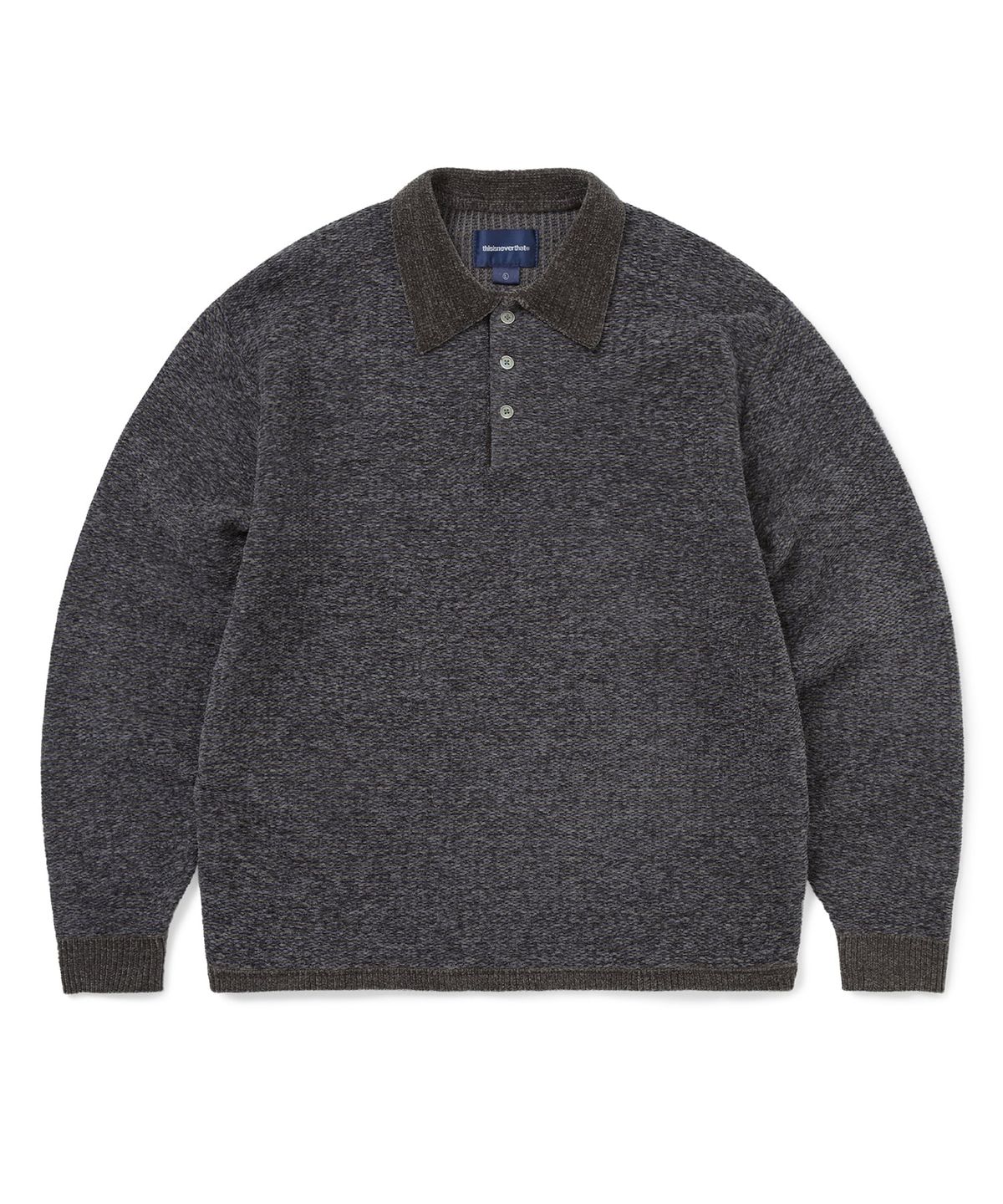 디스이즈네버댓(THISISNEVERTHAT) Velvet Knit Polo Charcoal