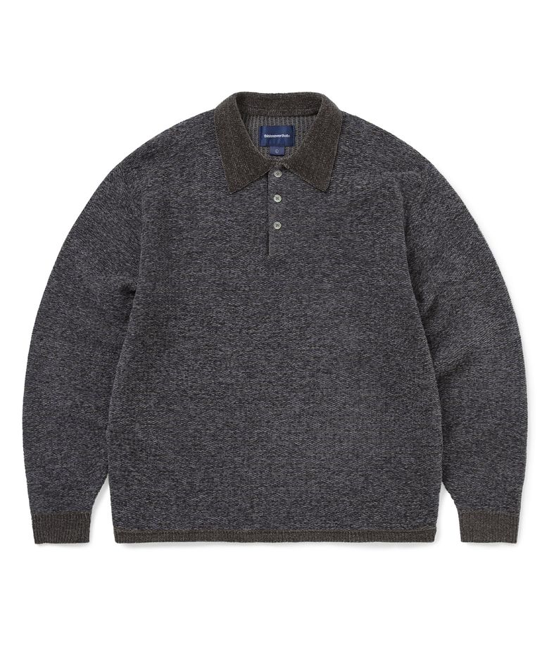 Velvet Knit Polo Charcoal