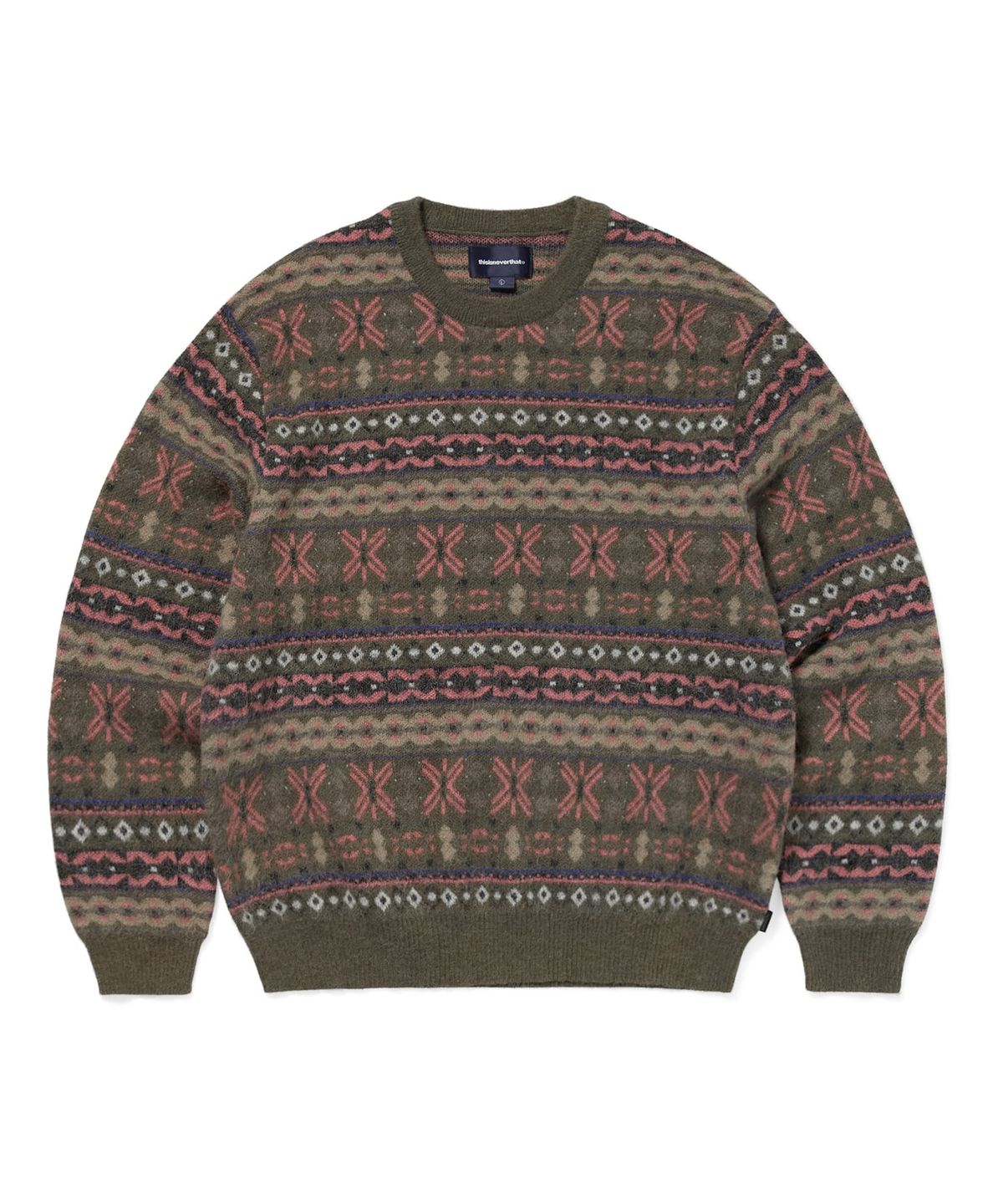 디스이즈네버댓(THISISNEVERTHAT) Fair Isle Knit Sweater Olive Green