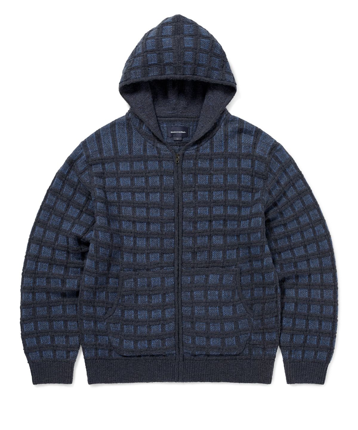 디스이즈네버댓(THISISNEVERTHAT) Textured Knit Zip Hoodie Navy