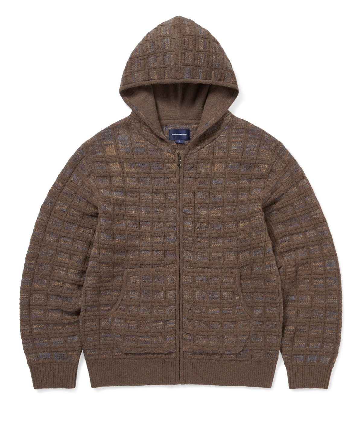 디스이즈네버댓(THISISNEVERTHAT) Textured Knit Zip Hoodie Brown