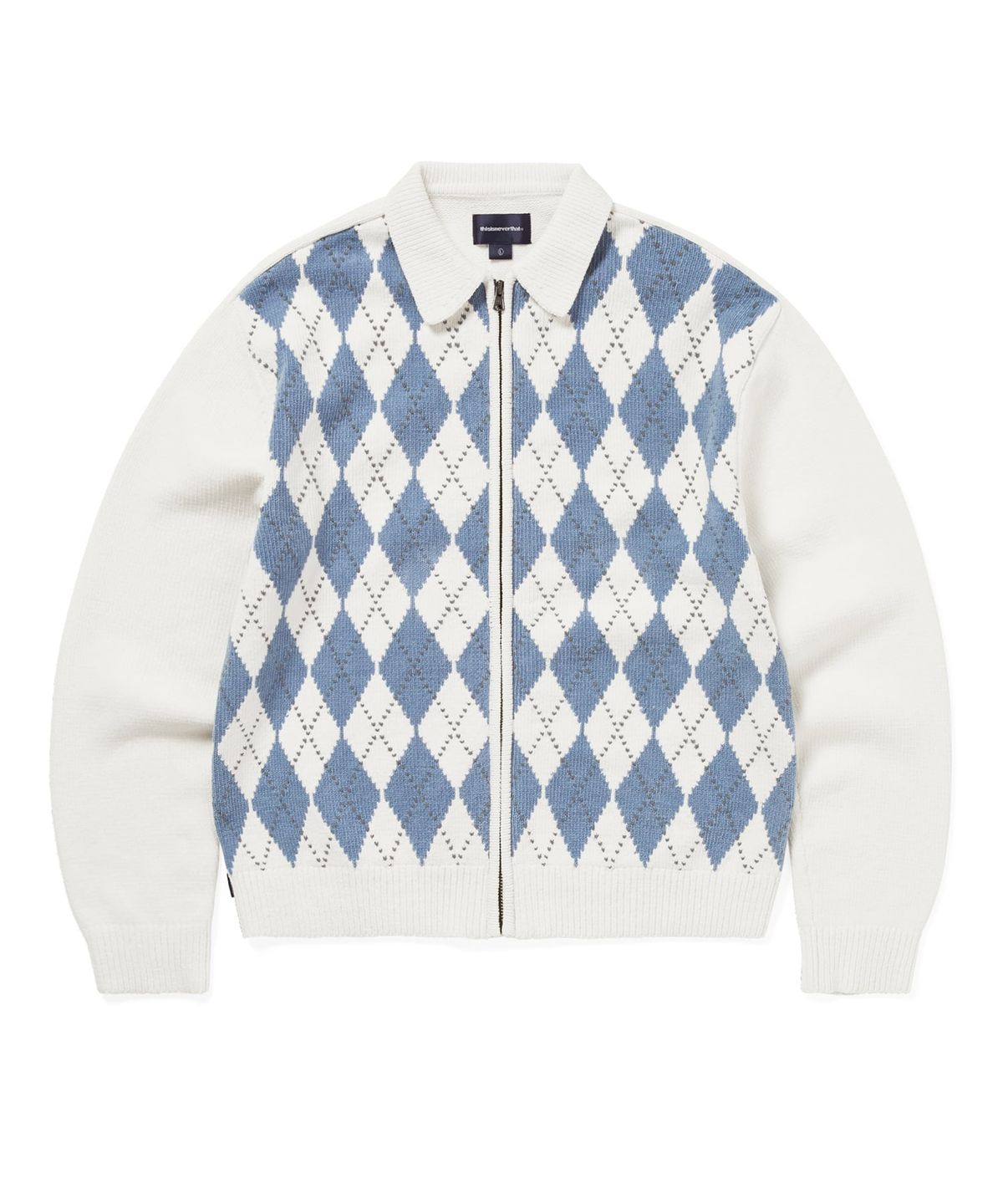 디스이즈네버댓(THISISNEVERTHAT) Argyle Zip Knit Cardigan White