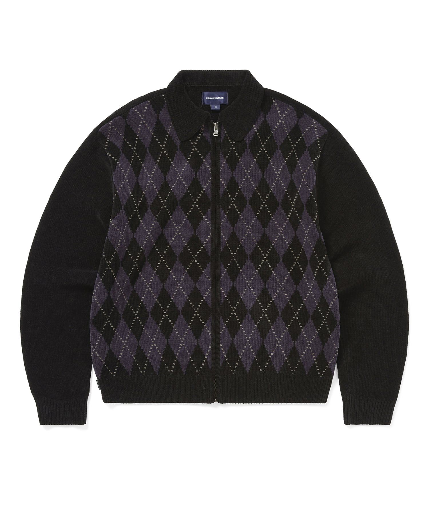 MUSINSA公式 | thisisneverthat Argyle Zip Knit Cardigan Black
