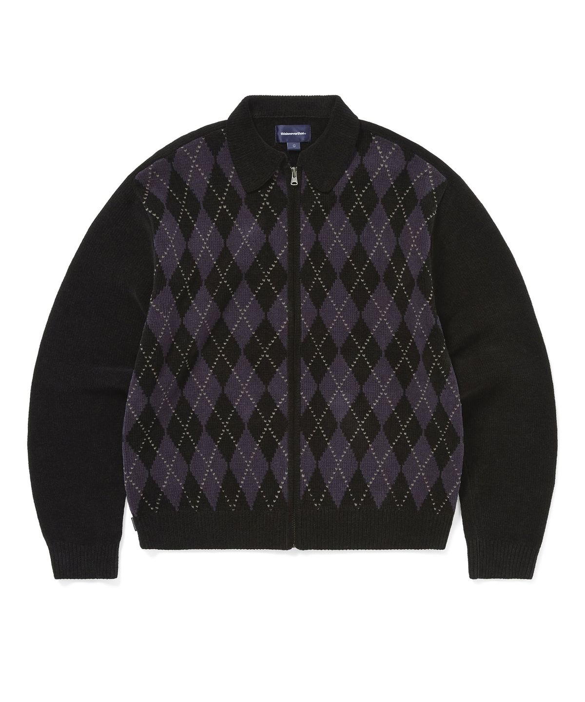 디스이즈네버댓(THISISNEVERTHAT) Argyle Zip Knit Cardigan Black