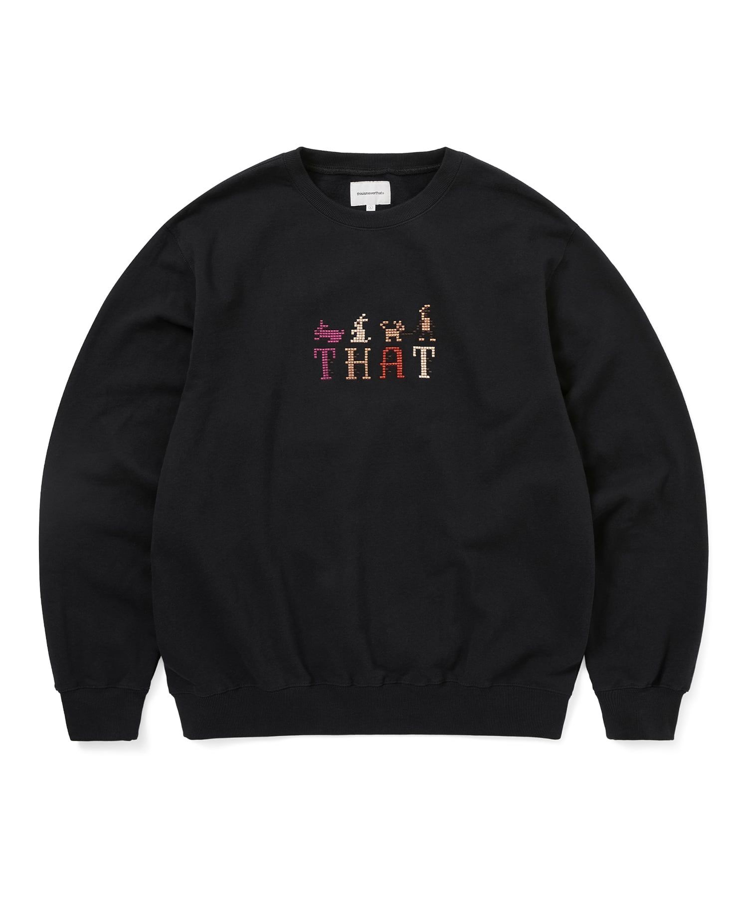 MUSINSA公式 | thisisneverthat THAT Embroidered Crewneck Black