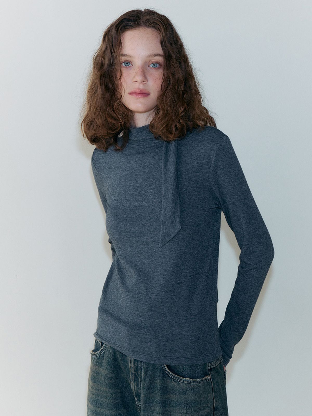 에트몽(ETMON) 2-Way Tie T-Shirt, Charcoal