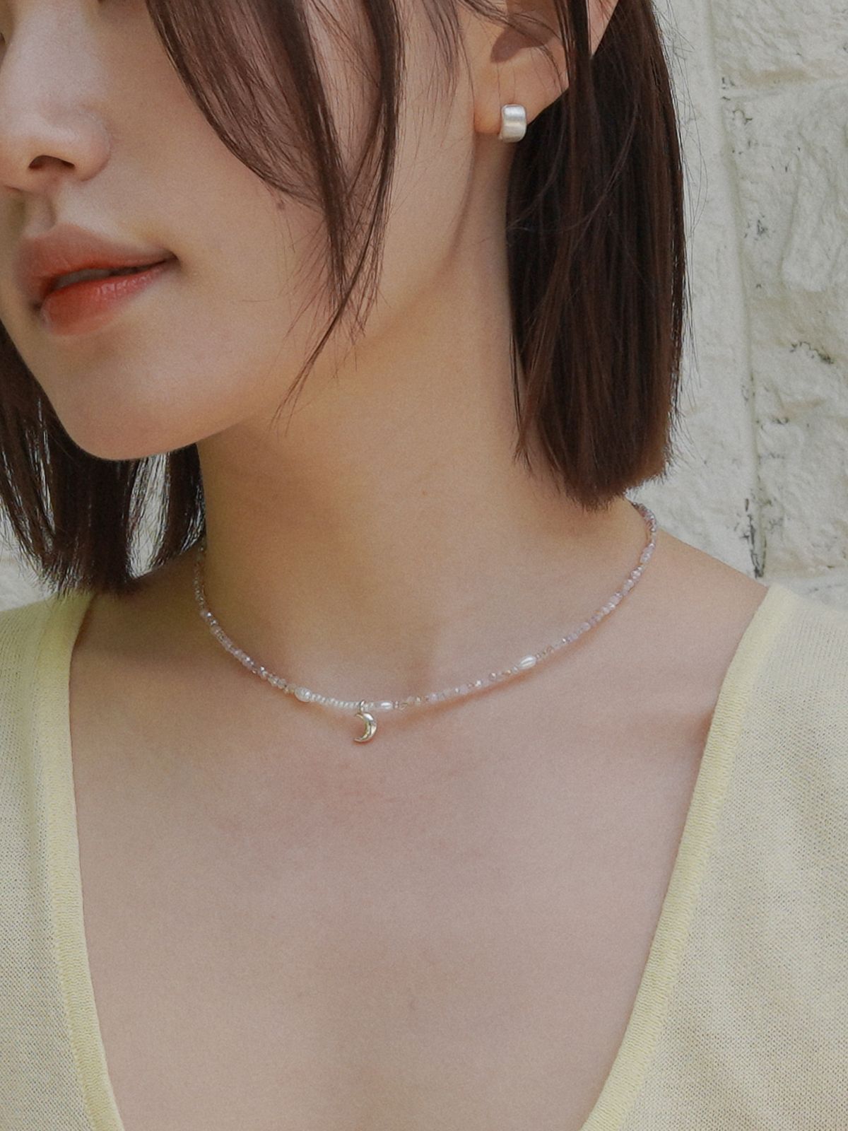 제마드(GEMADE) Glitter moon necklace #N087