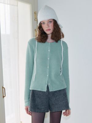 Ribbed Round Cardigan, Mint