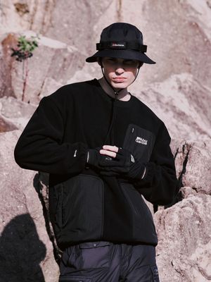 우븐 믹스 플리스 맨투맨 BLACK