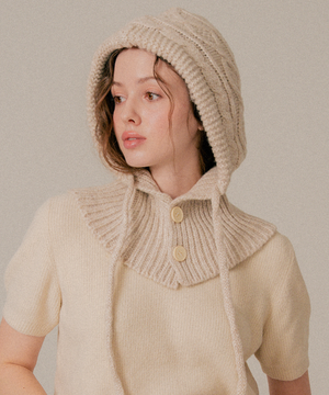 버튼 케이블 니트 바라클라바_2colors