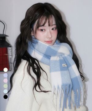 [지수 pick] 스노우 마리에뜨 체크 솔리드 머플러_18colors