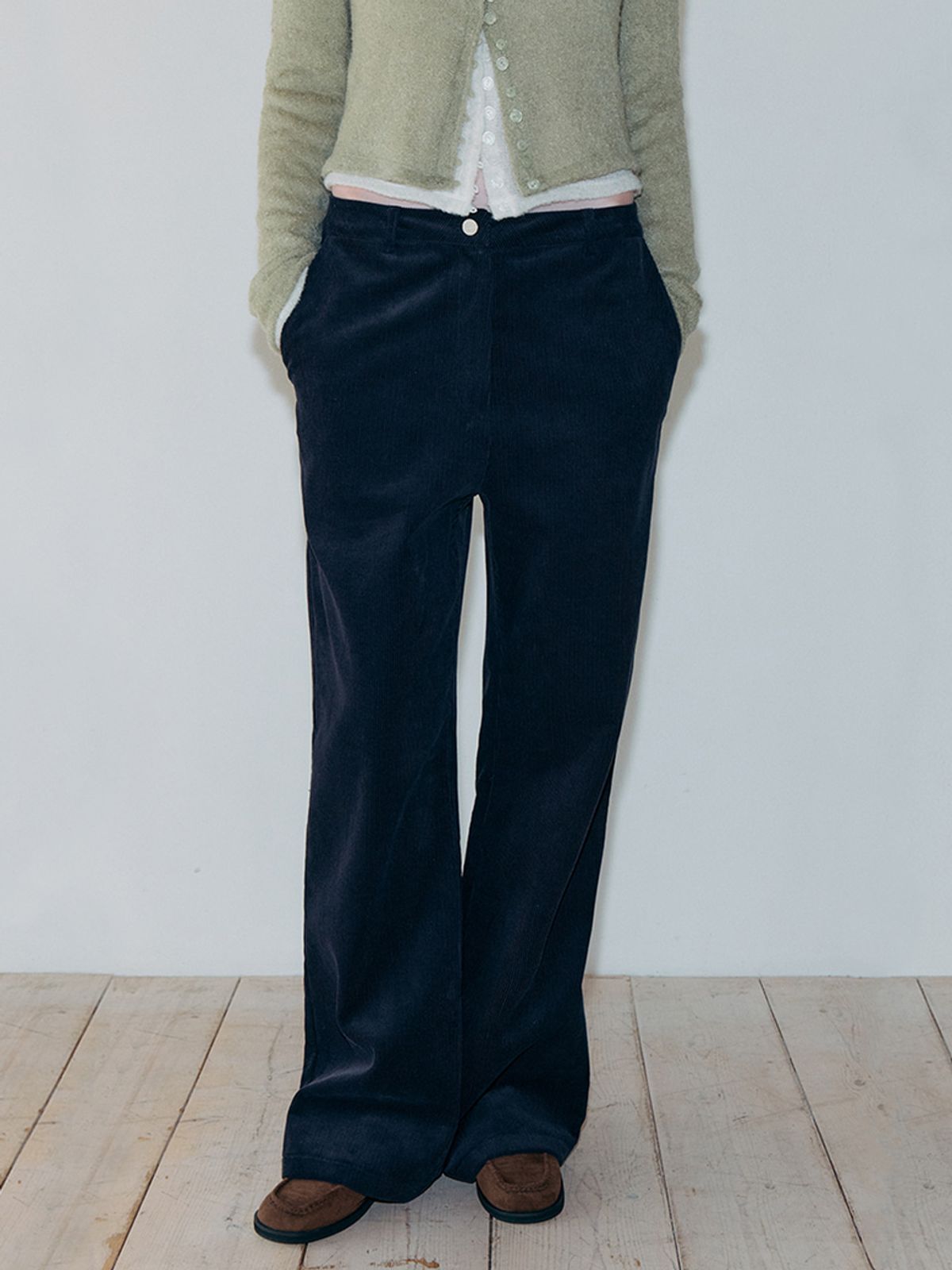 에트몽(ETMON) Corduroy Flare Pants, Navy