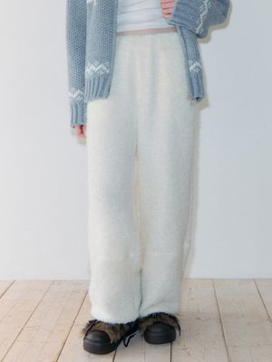 Fur Banding Pants, Ivory