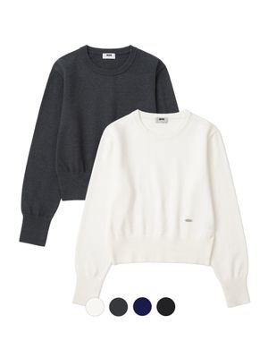 [2PACK](우먼)에센셜 라운드 크롭 니트