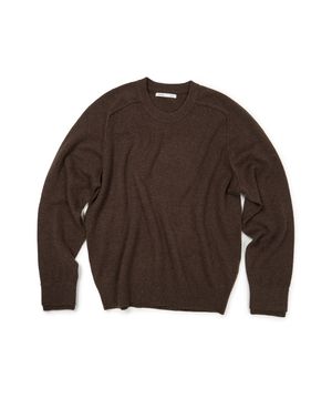 (BASE) LAYERED CUFF ROUND KNIT (BROWN)