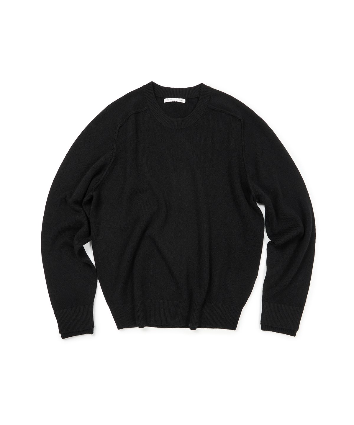 이티씨이(ETCE) (BASE) LAYERED CUFF ROUND KNIT (BLACK)