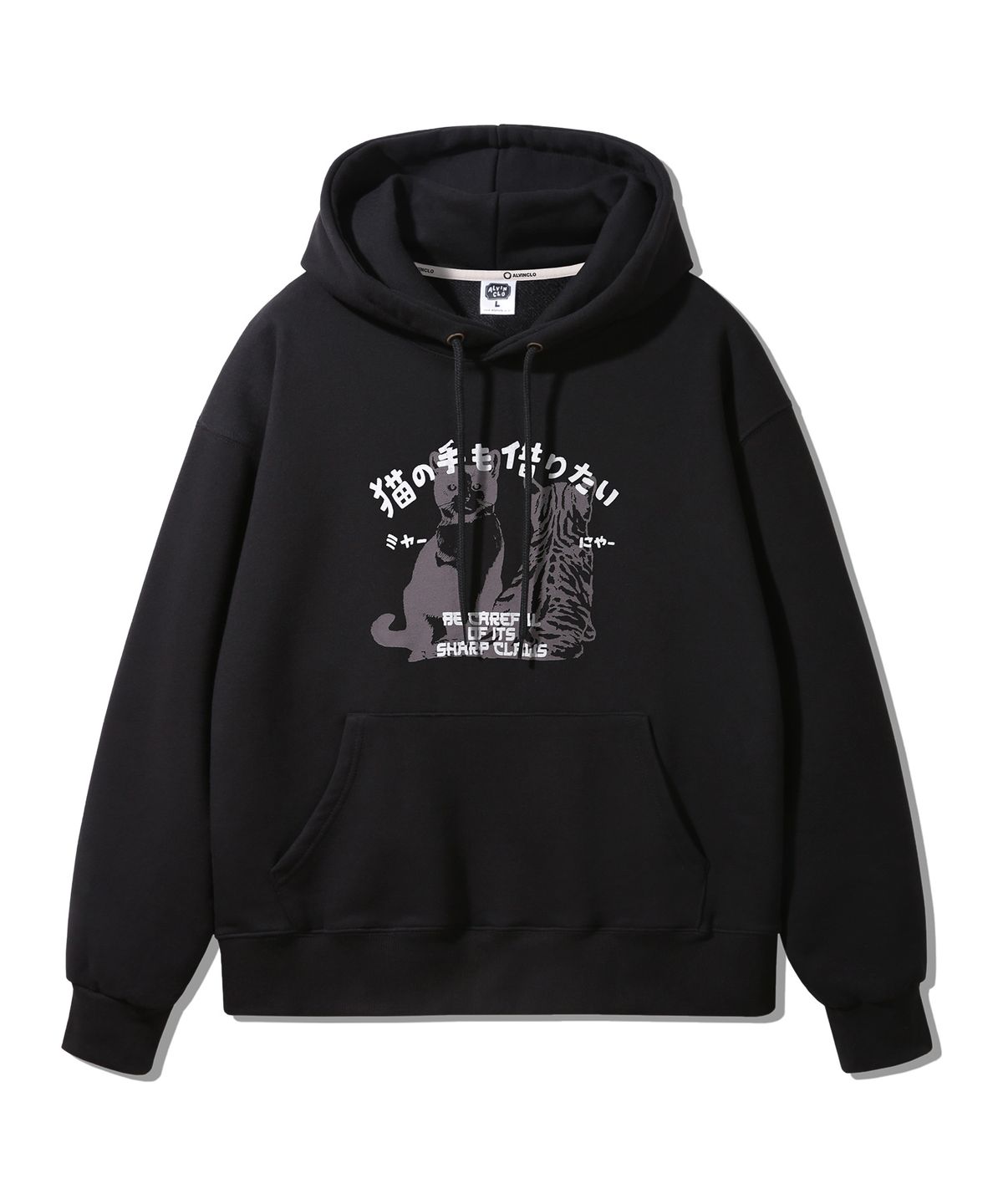 앨빈클로(ALVINCLO) Monotone Cat 오버핏 후드티 AVH326 (2 COLOR)