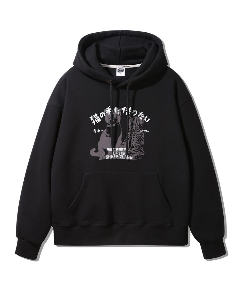 Monotone Cat 오버핏 후드티 AVH326 (2 COLOR)