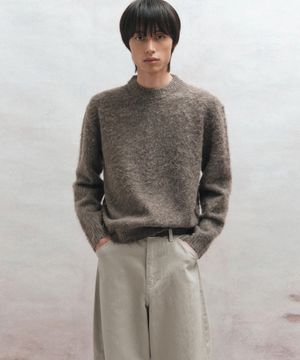 [정선혁 PICK] 알파카 부클 크롭 니트 (브라운)