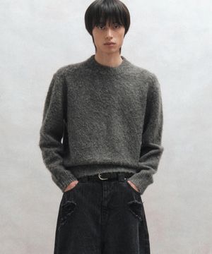 [정선혁 PICK] 알파카 부클 크롭 니트 (그레이)