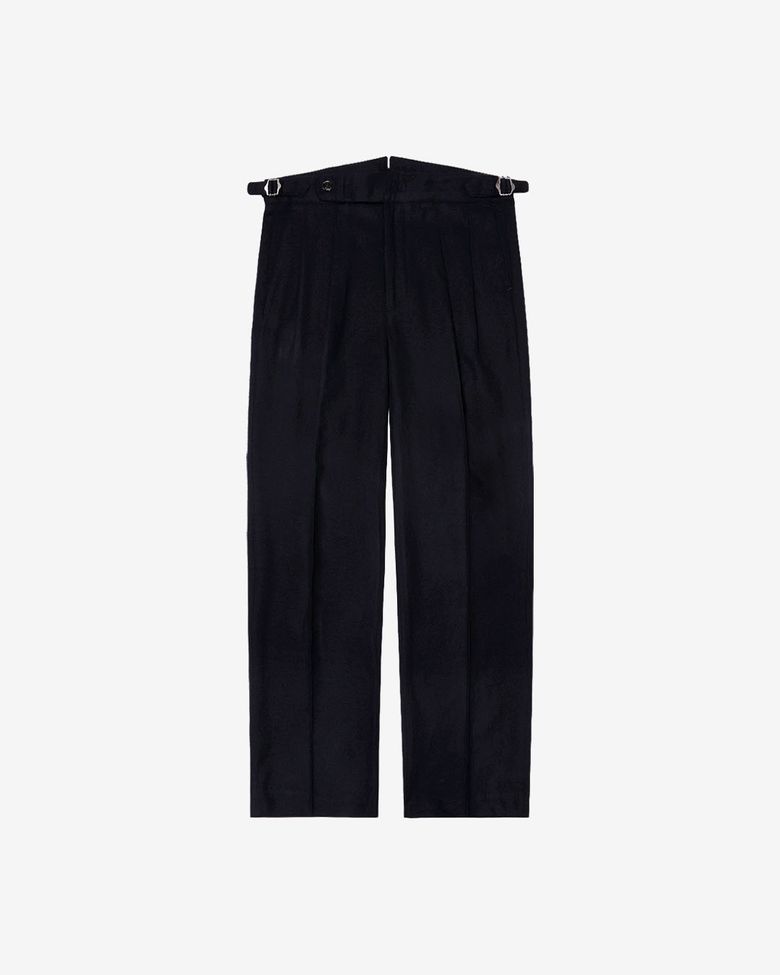 W412 Reve Pleats Wool Trousers (Dark Navy)