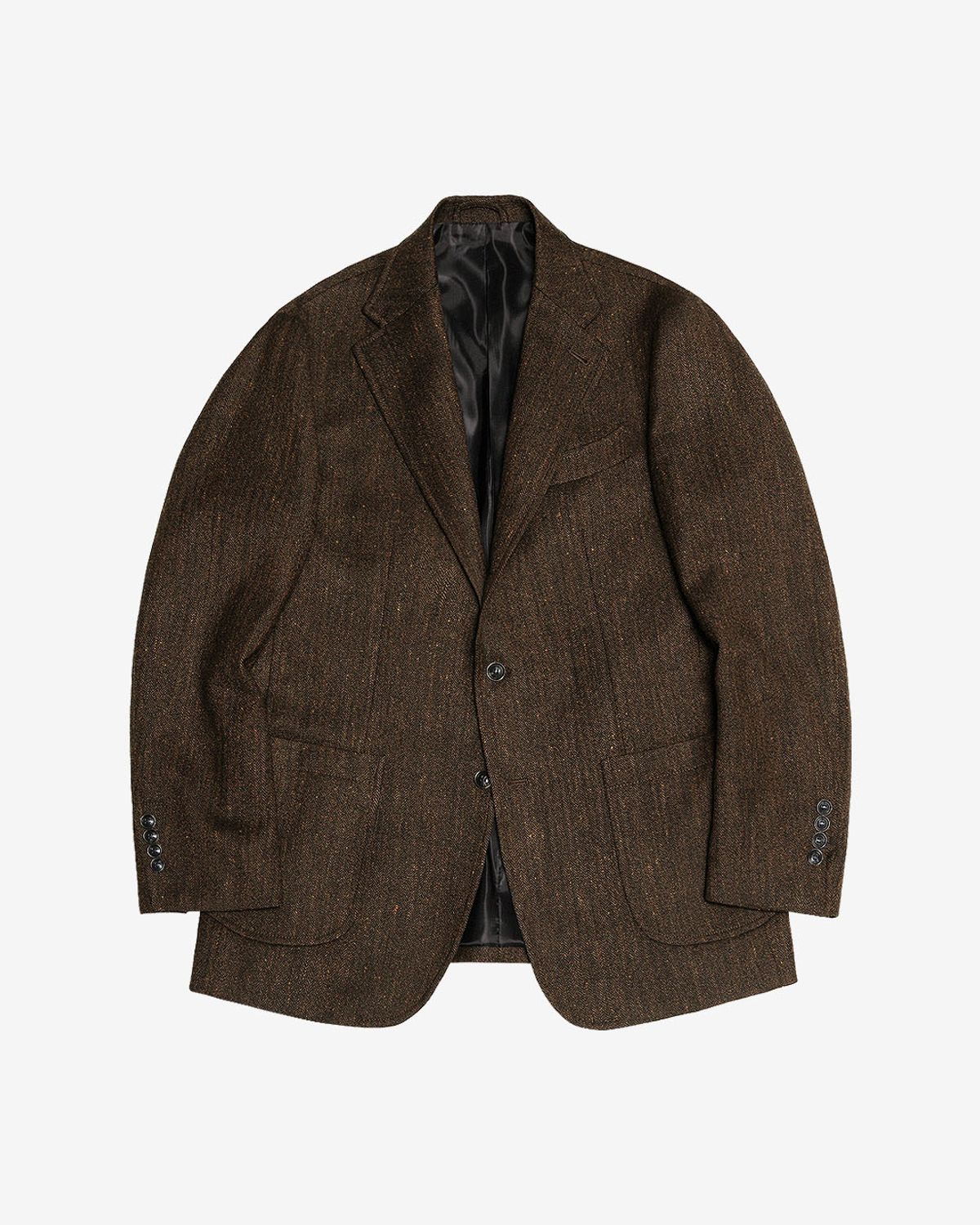 솔티(SORTIE) 412 Herringbone Check Wool Silk Jacket (Brown)