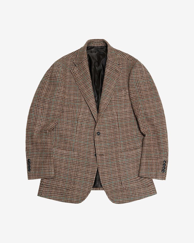412 Hound Check Wool Silk Jacket (Brown)