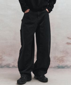 헤비 캔버스 커브드 카펜터 팬츠 (블랙)