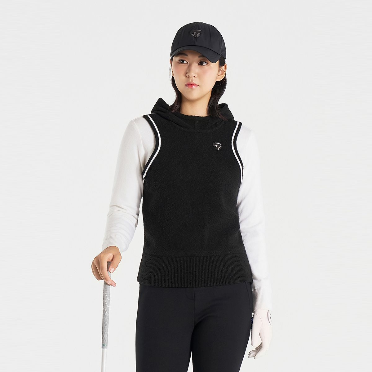 테일러메이드 어패럴(TAYLORMADE APPAREL) 여성 레이어드룩 후드 방풍 니트 TSO-81HG25-199