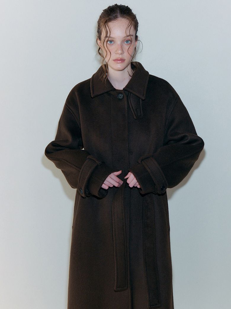 Balmacaan Long Coat, Brown