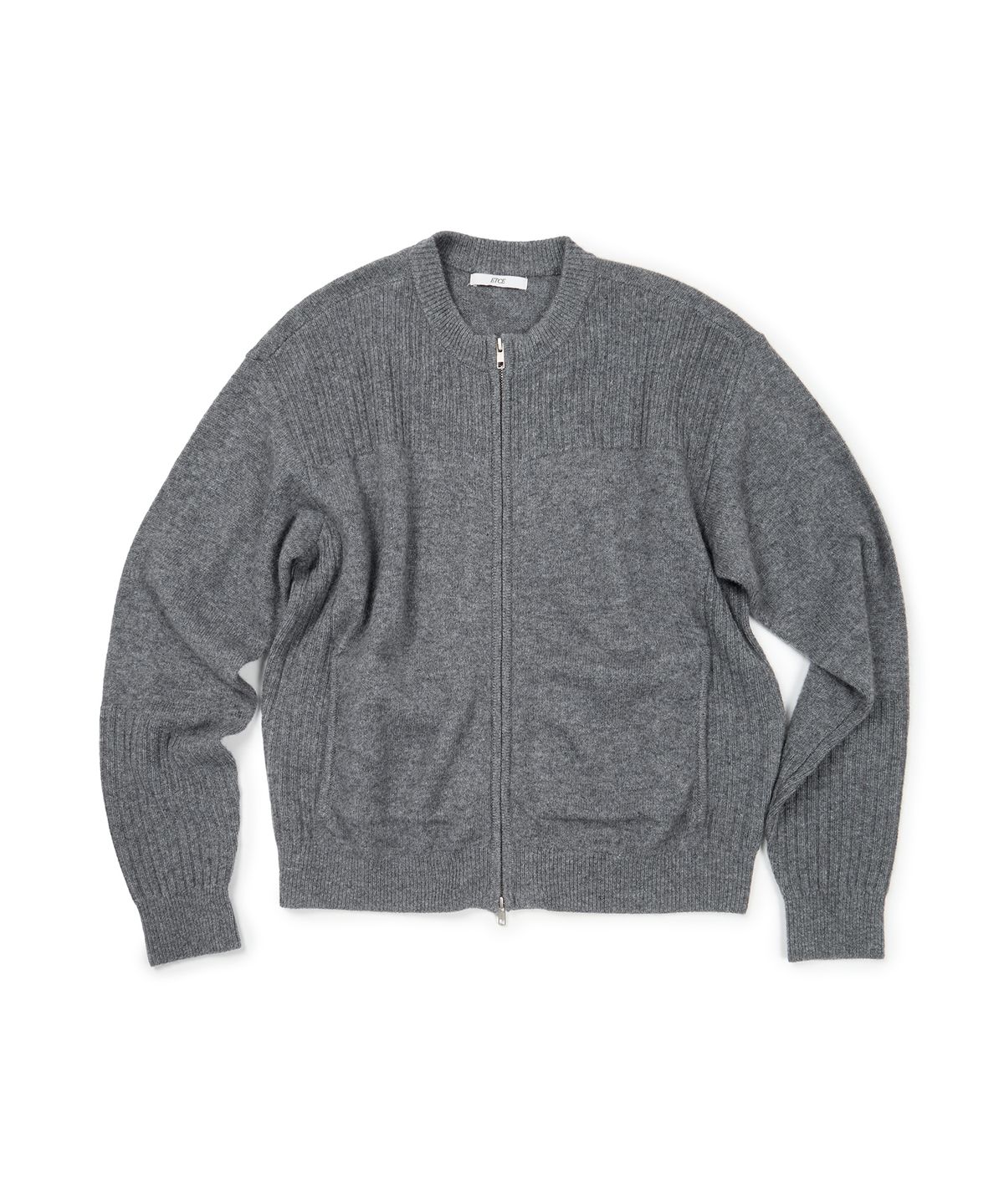이티씨이(ETCE) SMOCKING WOOL KNIT ZIP UP (CHARCOAL)