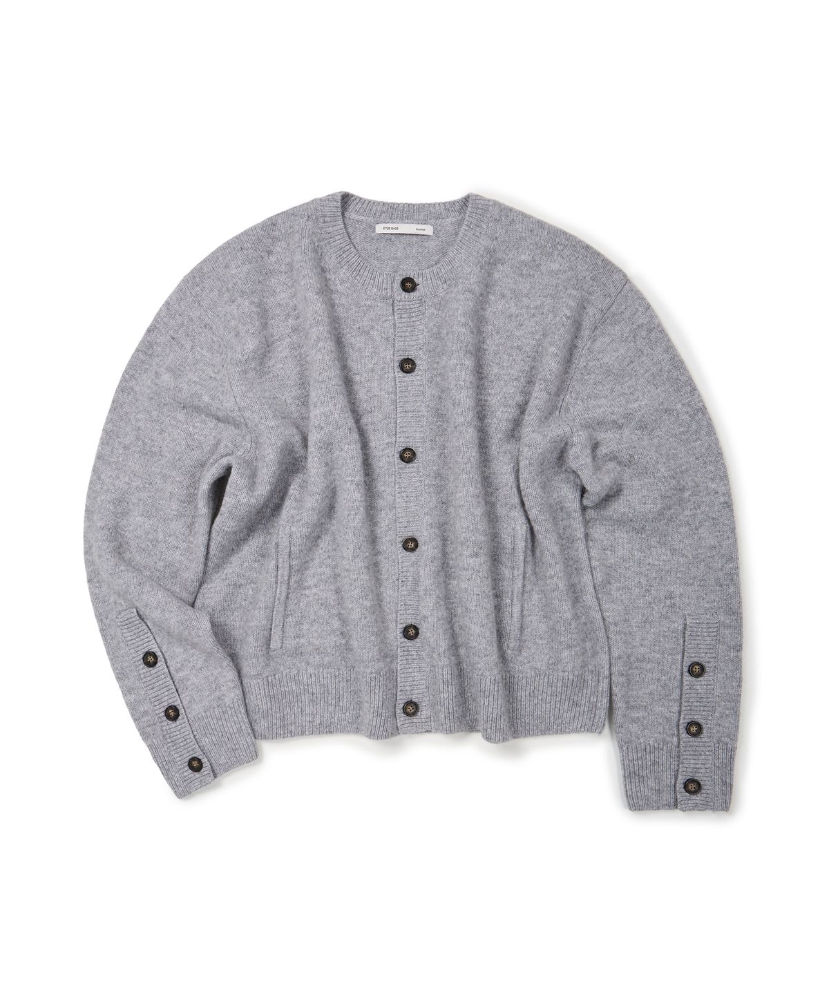 이티씨이(ETCE) (BASE) CROP ROUND NECK CARDIGAN (GRAY)
