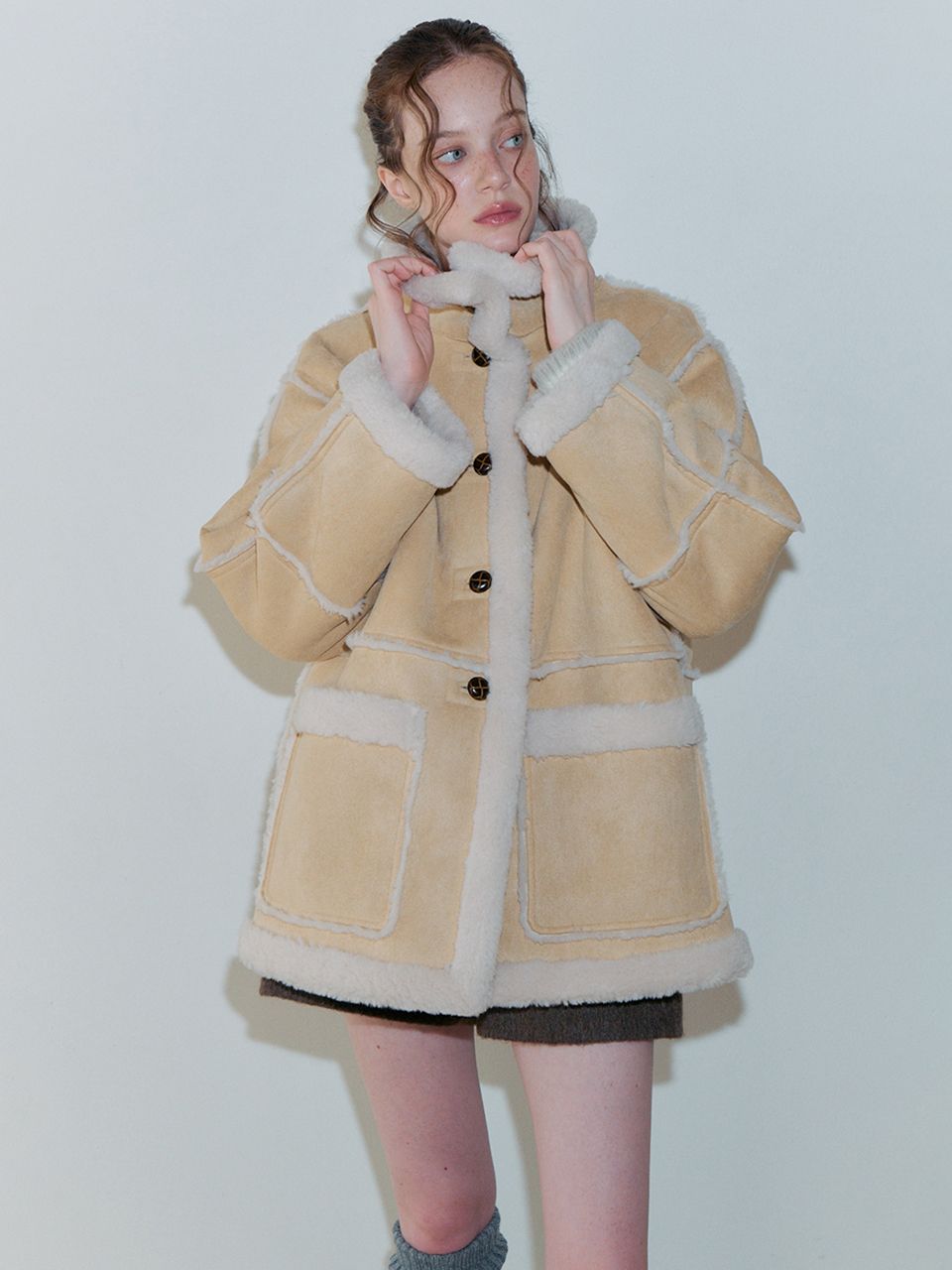 시어링 카라 무스탕 코트 [BEIGE] / WBE4L10525 source detail 54