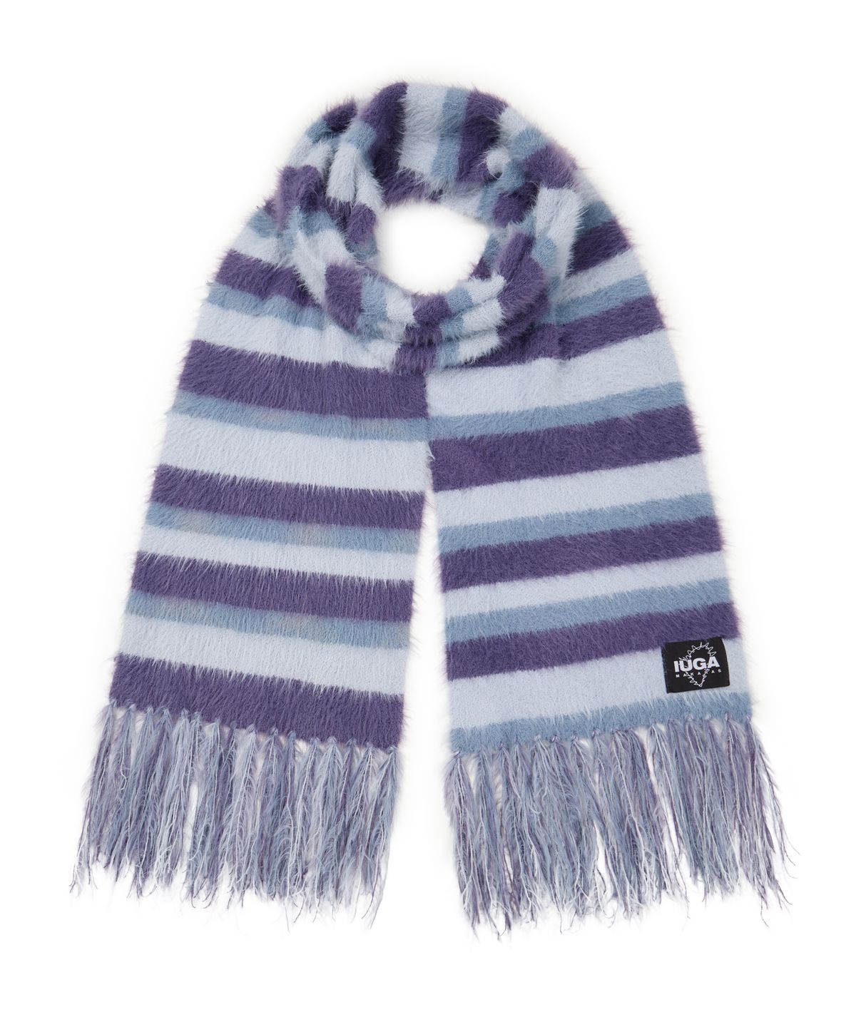 이우가마카라스(IUGAMAKARAS) Striped Hairy Bold Muffler (Light Purple)