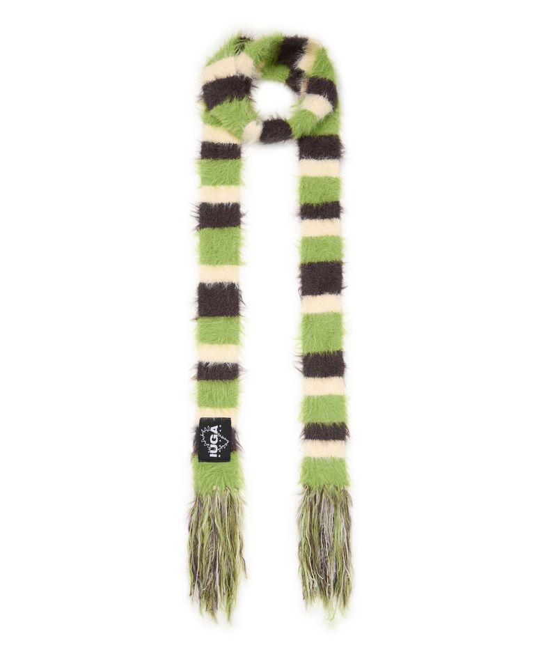 Striped Hairy Skinny Muffler (Green)