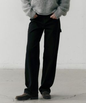 [기모] 카펜터 와이드 데님 팬츠 블랙