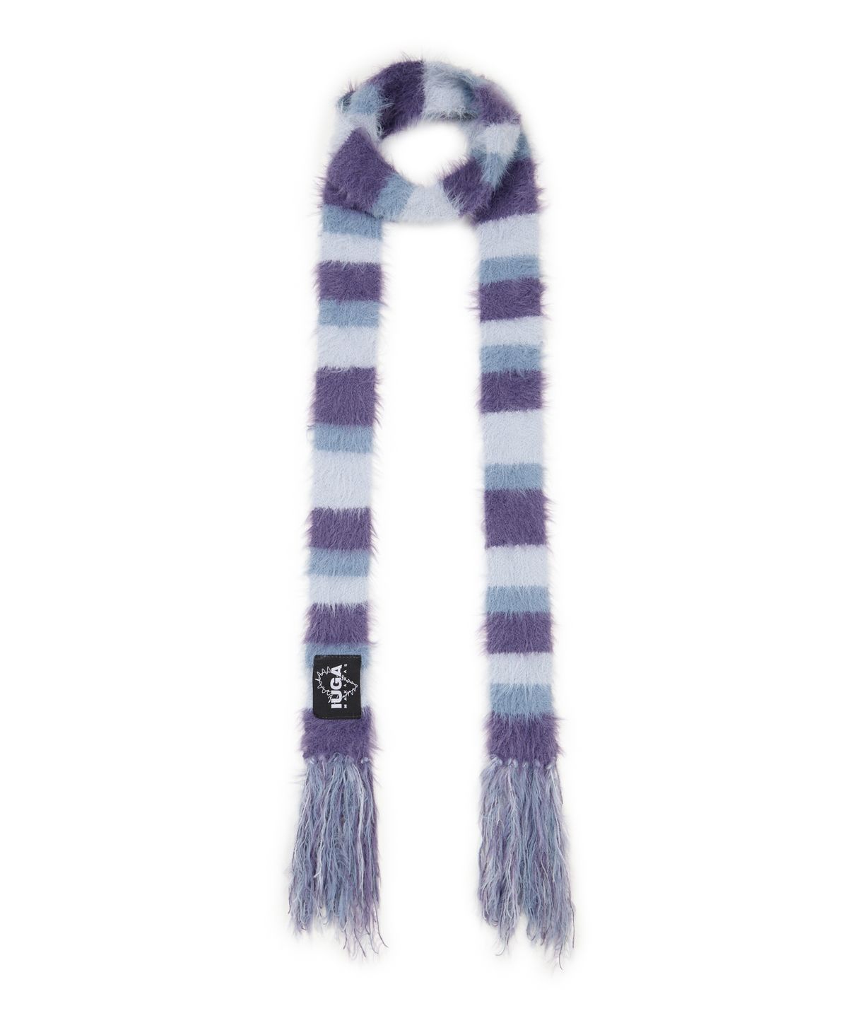 이우가마카라스(IUGAMAKARAS) Striped Hairy Skinny Muffler (Light Purple)