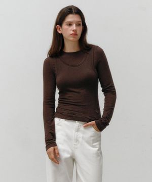 에센셜 레이어드 트윈 세트 브라운