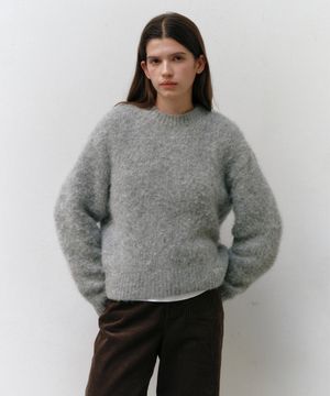 헤어리 알파카 풀오버 멜란지그레이