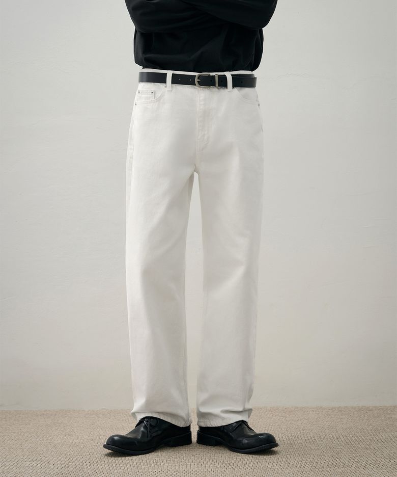 세미 와이드 데님 [WHITE]
