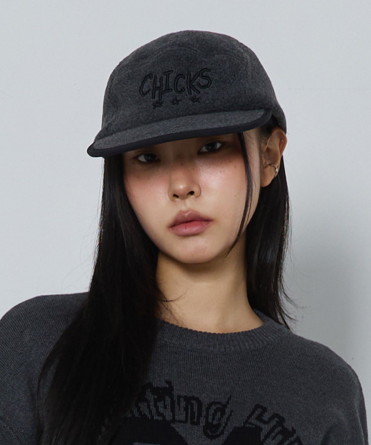 칙스(CHICKS) 투톤 플리스 캠프캡 차콜