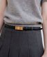 minimal gold buckle cowhide leather belt (T033_black)