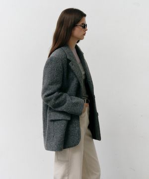 알파카 블레이저 코트 차콜