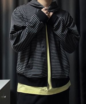 [옷미새 미홀 PICK] 스트라이프 후드 집업 (블랙)