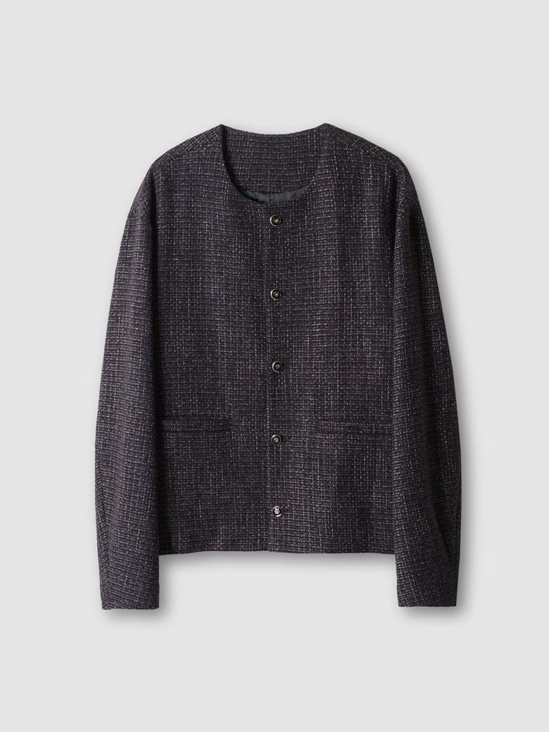 COLLARLESS JACKET TWEED PURPLE (ITALY FABRIC)